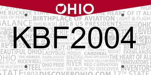 KBF2004 Ohio License Plate