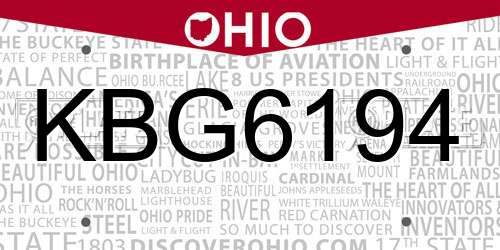 KBG6194 Ohio License Plate