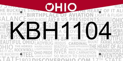 KBH1104 Ohio License Plate