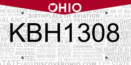 KBH1308 Ohio License Plate
