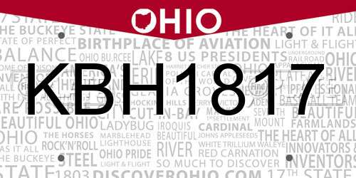 KBH1817 Ohio License Plate