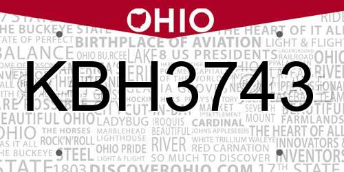 KBH3743 Ohio License Plate