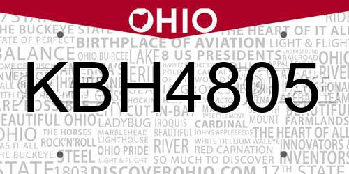 KBH4805 Ohio License Plate