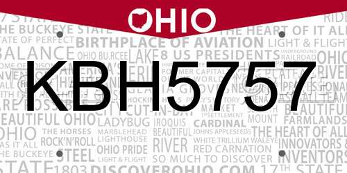 KBH5757 Ohio License Plate