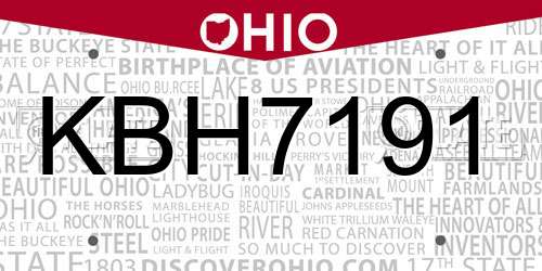 KBH7191 Ohio License Plate