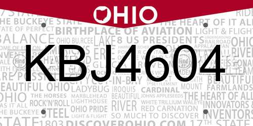 KBJ4604 Ohio License Plate