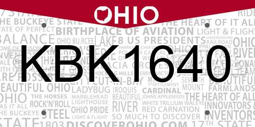 KBK1640 Ohio License Plate