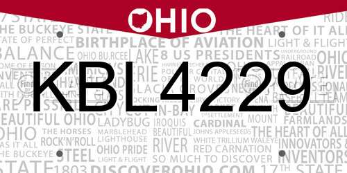 KBL4229 Ohio License Plate