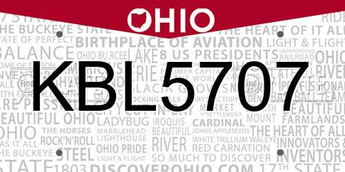 KBL5707 Ohio License Plate