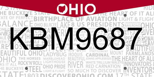 KBM9687 Ohio License Plate