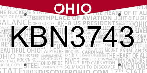 KBN3743 Ohio License Plate