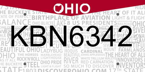 KBN6342 Ohio License Plate