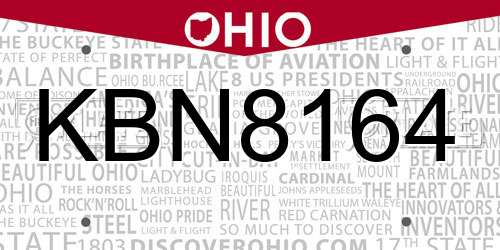 KBN8164 Ohio License Plate