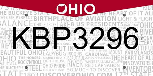 KBP3296 Ohio License Plate