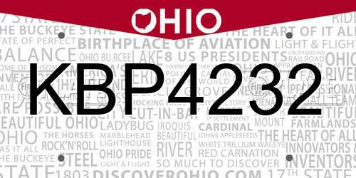 KBP4232 Ohio License Plate