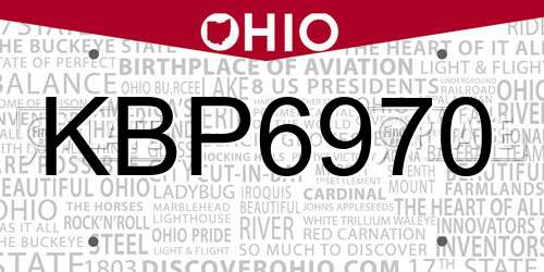 KBP6970 Ohio License Plate