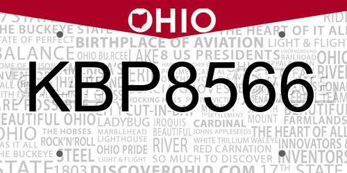 KBP8566 Ohio License Plate