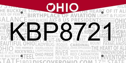 KBP8721 Ohio License Plate