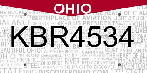 KBR4534 Ohio License Plate