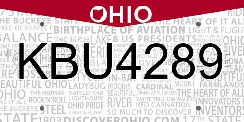 KBU4289 Ohio License Plate