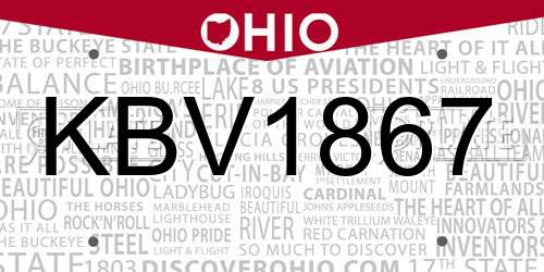 KBV1867 Ohio License Plate