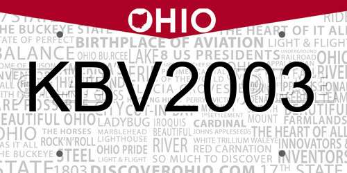 KBV2003 Ohio License Plate