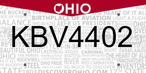 KBV4402 Ohio License Plate