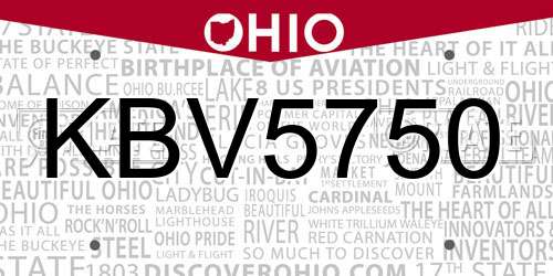 KBV5750 Ohio License Plate
