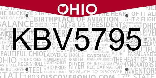 KBV5795 Ohio License Plate