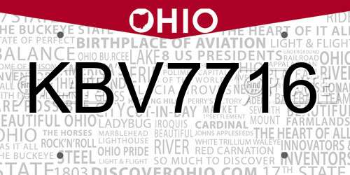 KBV7716 Ohio License Plate
