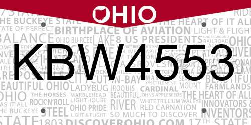 KBW4553 Ohio License Plate