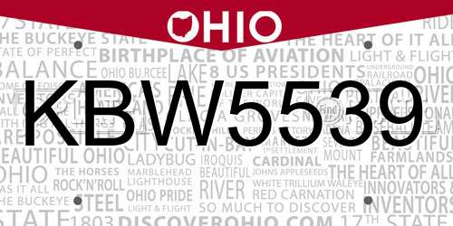 KBW5539 Ohio License Plate