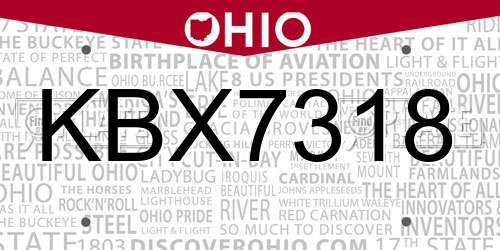 KBX7318 Ohio License Plate