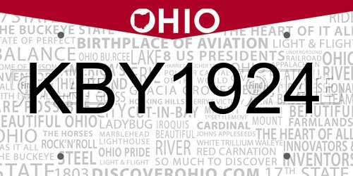 KBY1924 Ohio License Plate