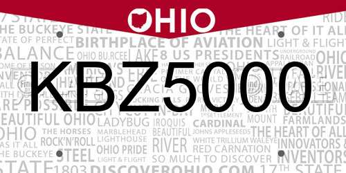 KBZ5000 Ohio License Plate