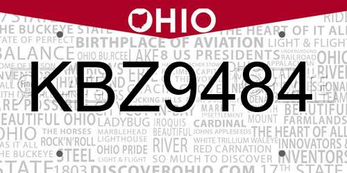 KBZ9484 Ohio License Plate