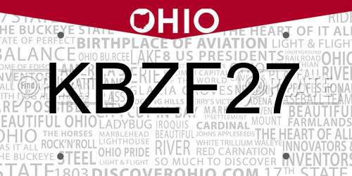 KBZF27 Ohio License Plate