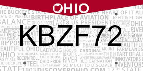 KBZF72 Ohio License Plate
