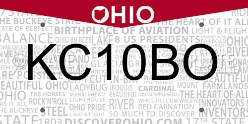 KC10BO Ohio License Plate