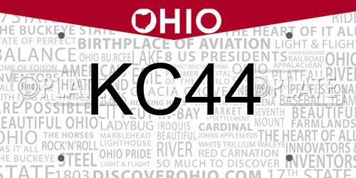 KC44 Ohio License Plate