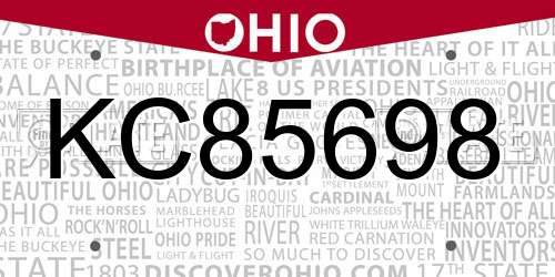 KC85698 Ohio License Plate