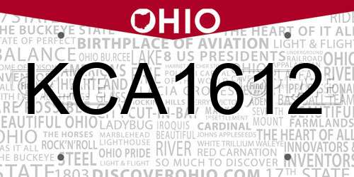 KCA1612 Ohio License Plate