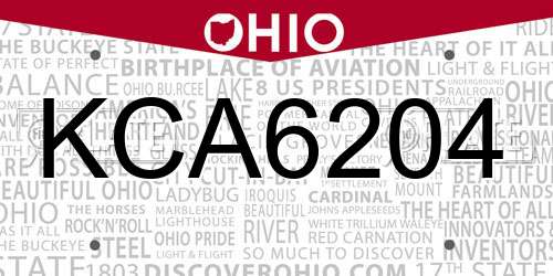 KCA6204 Ohio License Plate