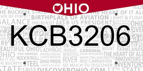 KCB3206 Ohio License Plate