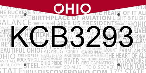 KCB3293 Ohio License Plate