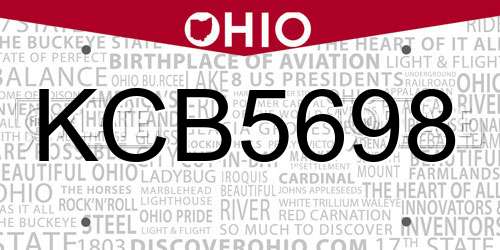 KCB5698 Ohio License Plate
