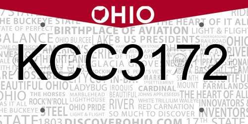KCC3172 Ohio License Plate