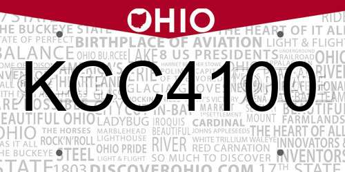 KCC4100 Ohio License Plate