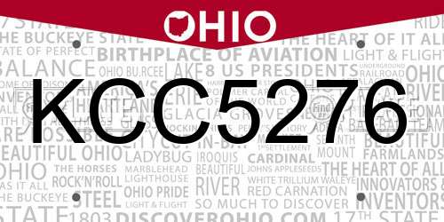 KCC5276 Ohio License Plate