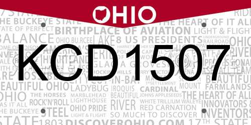 KCD1507 Ohio License Plate